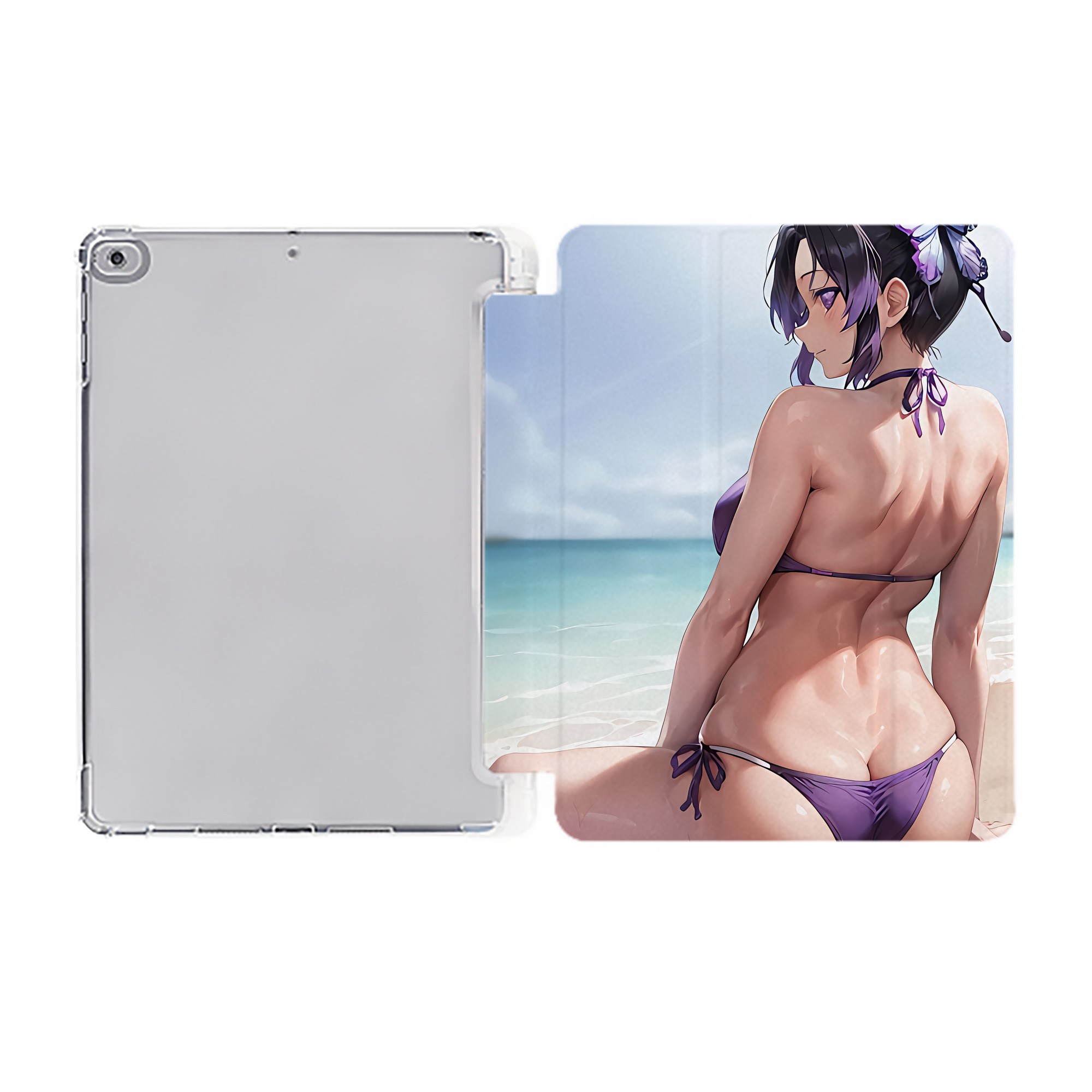 （画像用） 鬼滅の刃（きめつのやいば）蟲柱-胡蝶 しのぶ／こちょう しのぶ Kochou Shinobu IPad ケース ペン収納付き 三つ折りスタンド PUレザー×シリコン 対応機種9.5/10.5/10.9インチ